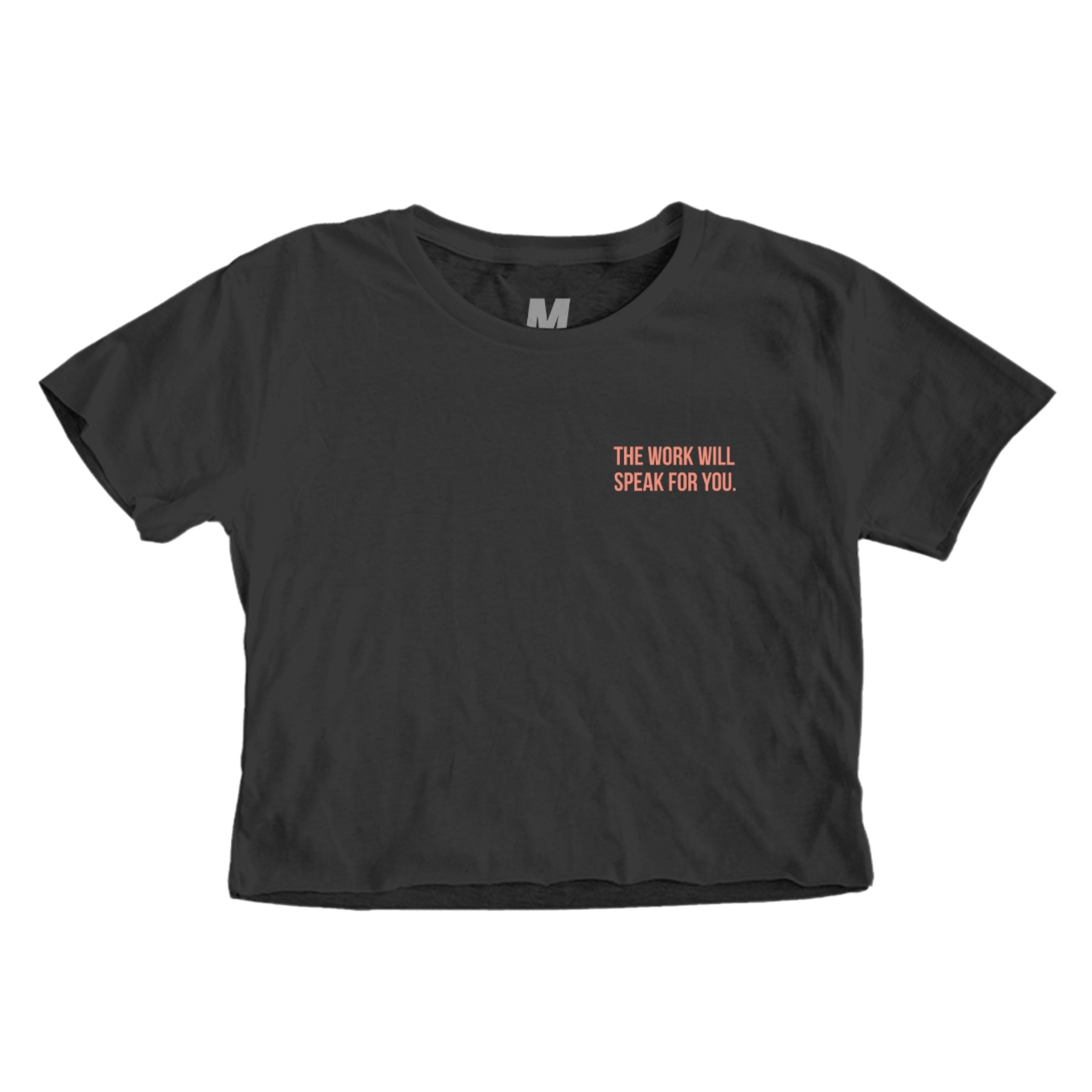 Be Known for Results women's black crop shirt