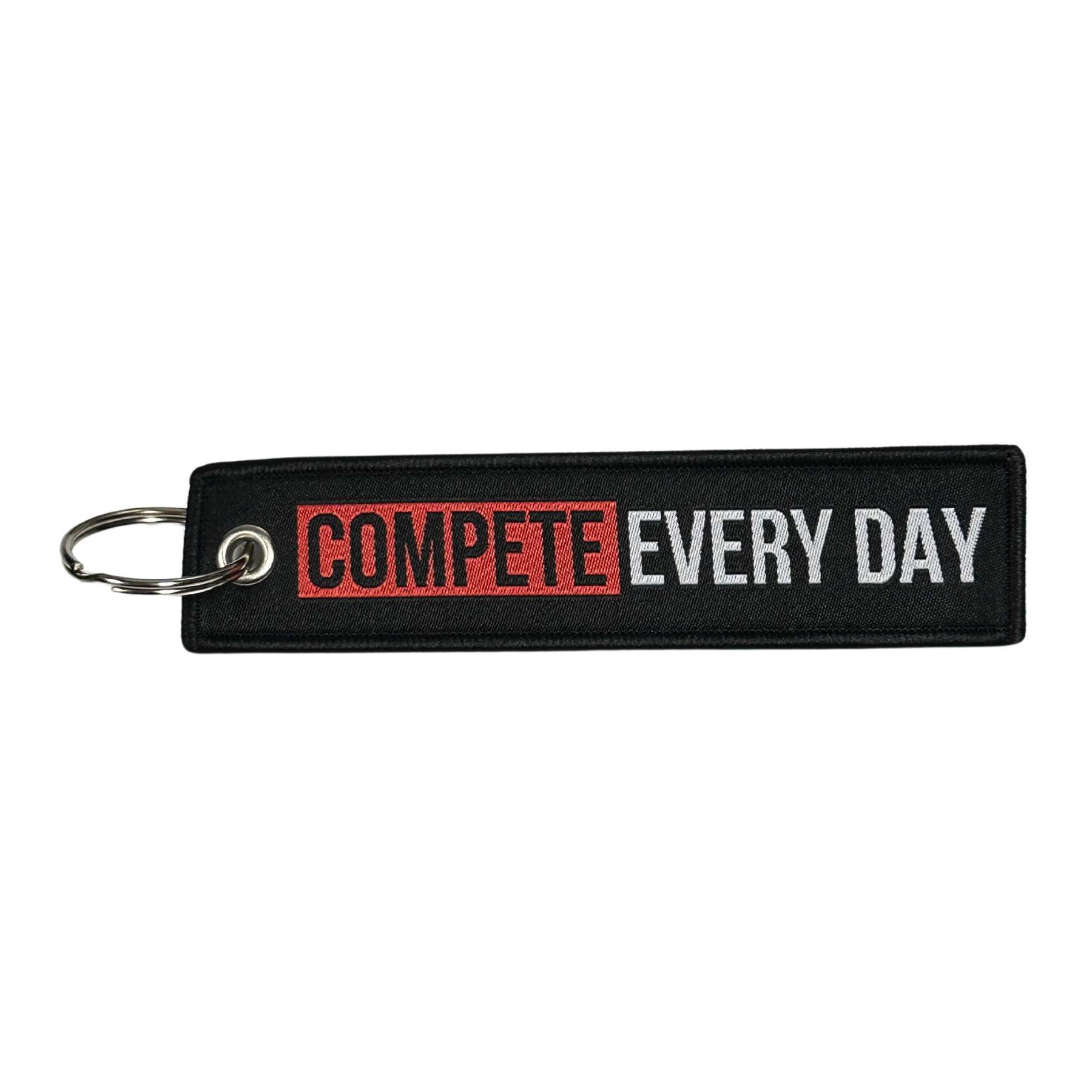 Compete Every Day black keychain